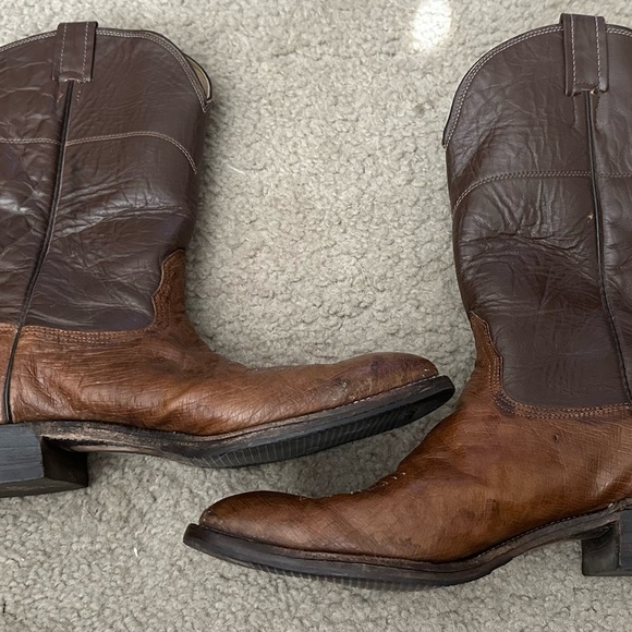 Nocona Cowboy Boots Mens 12B Exotic Full Quill Ostrich Brown - Picture 6 of 6